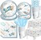 Baby Shower Airplane Party Decorations Tableware - Serves 24 (Blue)